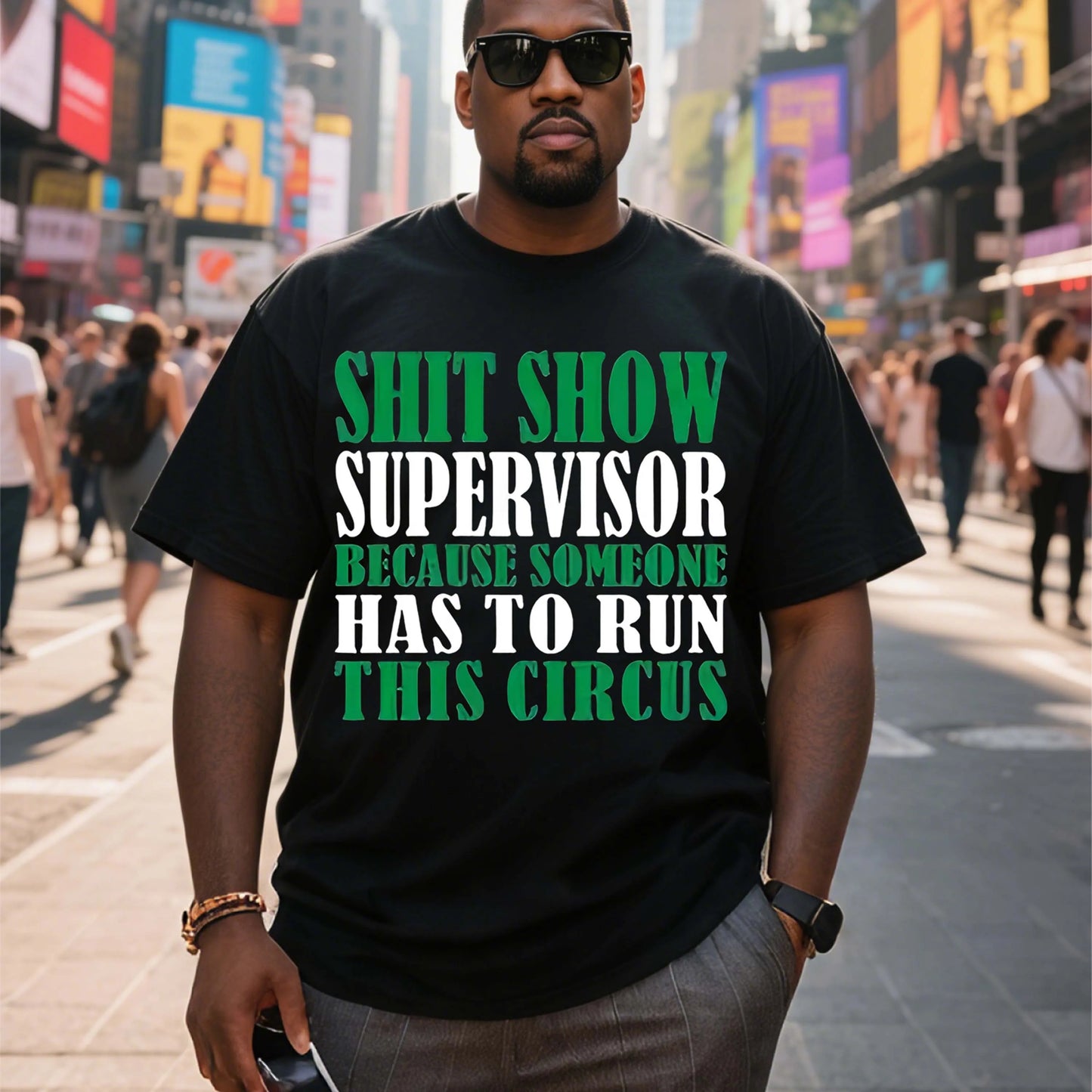 Plus Size Men's T-Shirt, Black Pure Cotton Crew Neck, Suitable for Outdoor Wear in Spring and Summer, Casual and Comfortable
