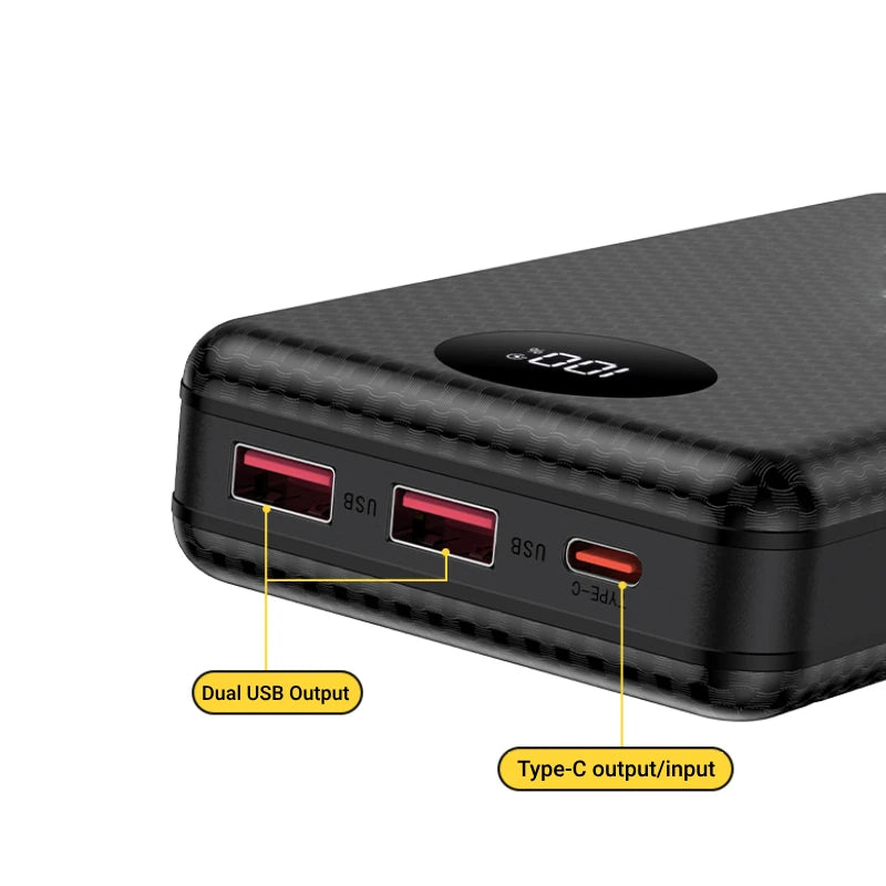18650 Battery Holder 22.5W Fast Charging DIY Mobile Power Case Dual USB Type C Charge for iPhone Xiaomi With LED Light Outdoor