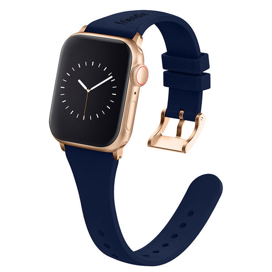 Silicone Band in Navy Blue with Gold Classic Buckle - The Gippsland - Compatible with Apple Watch Size 38mm to 41mm-0