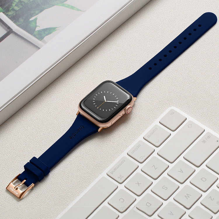 Silicone Band in Navy Blue with Gold Classic Buckle - The Gippsland - Compatible with Apple Watch Size 38mm to 41mm-2