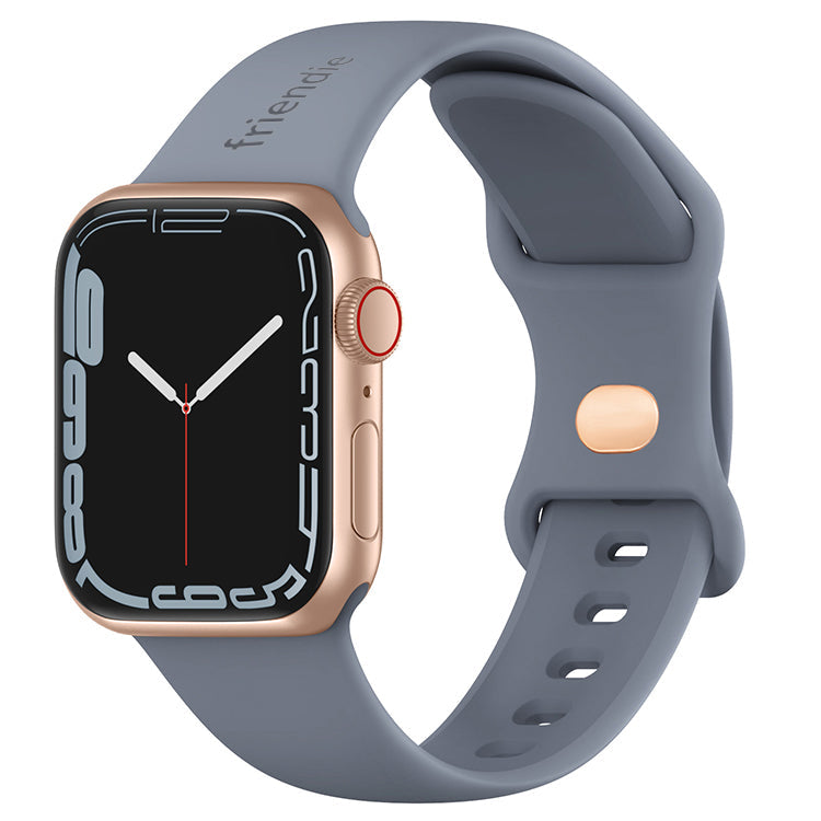 Silicone Sports Band Stardust Grey with Gold Pin - The Noosa - Compatible with Apple Watch Size 38mm to 41mm-0
