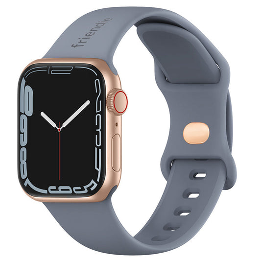 Silicone Sports Band Stardust Grey with Gold Pin - The Noosa - Compatible with Apple Watch Size 38mm to 41mm-0