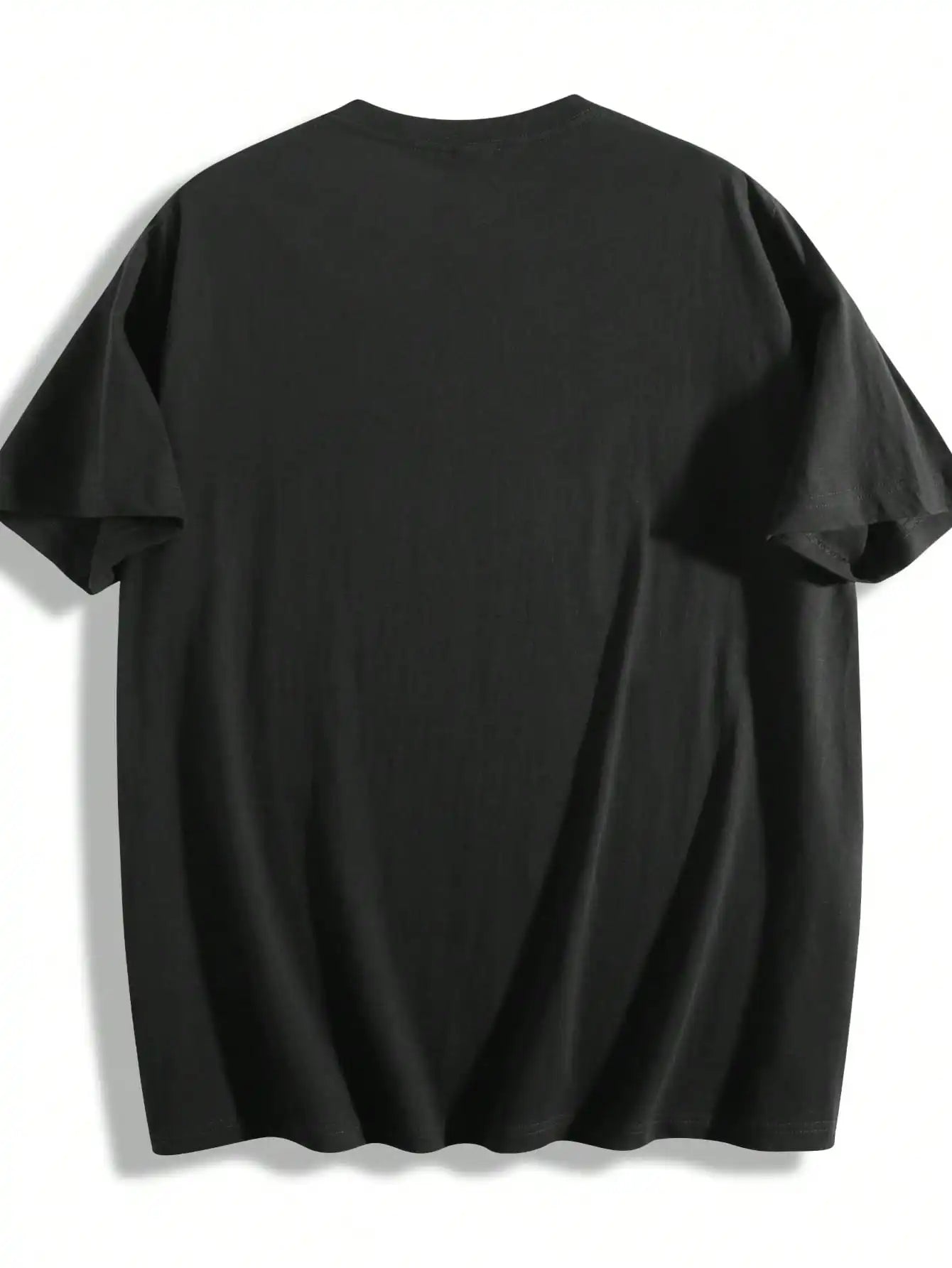 Plus Size Men's T-Shirt, Black Pure Cotton Crew Neck, Suitable for Outdoor Wear in Spring and Summer, Casual and Comfortable