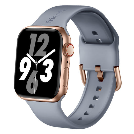 Silicone Band in Stardust Grey with Gold Modern Buckle - The Byron - Compatible with Apple Watch Size 38mm to 41mm-0