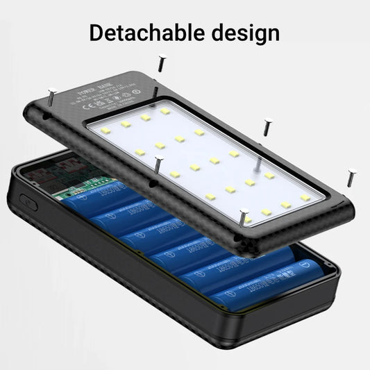 18650 Battery Holder 22.5W Fast Charging DIY Mobile Power Case Dual USB Type C Charge for iPhone Xiaomi With LED Light Outdoor