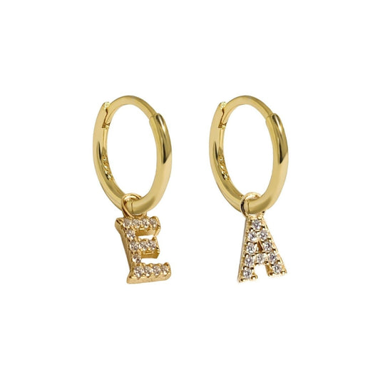 MINI HOOPS with LETTER CHARMS-0